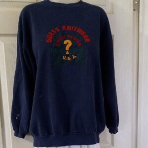 Guess Vintage 80's 90's Y2K Blue Crewneck Sweater Casual Style ONE SIZE